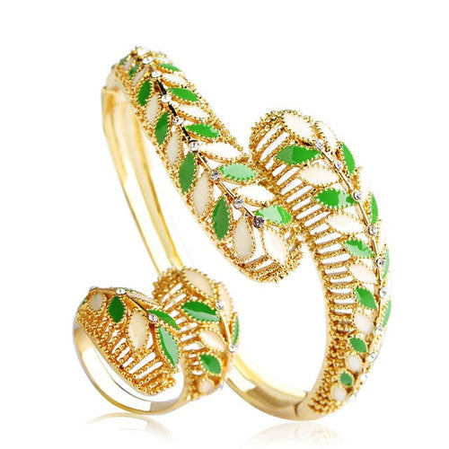 High Quality Dubai Leaves Bangle Ring Sets - Ailime Designs