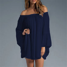 Load image into Gallery viewer, Plus Size Diva Ladies Bandeau Shoulders Shirt Dress w/ Full Wide Sleeves - Ailime Designs