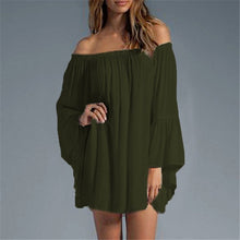 Load image into Gallery viewer, Plus Size Diva Ladies Bandeau Shoulders Shirt Dress w/ Full Wide Sleeves - Ailime Designs