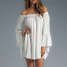 Load image into Gallery viewer, Plus Size Diva Ladies Bandeau Shoulders Shirt Dress w/ Full Wide Sleeves - Ailime Designs