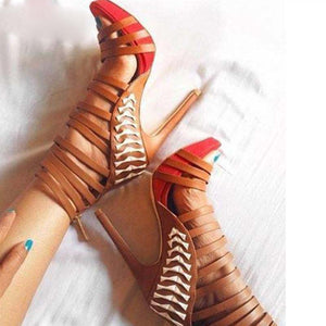 Women's Gladiator Strap Ankle Design Platform Heels - Ailime Designs