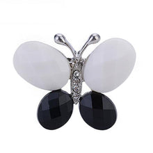 Load image into Gallery viewer, Wide Wing Black &amp; White Rhinestone Butterfly Pin Brooch - Ailime Designs