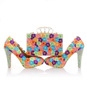 Women’s Beautiful 2 pc Crystal Design Shoe Sets – Fashion Footwear