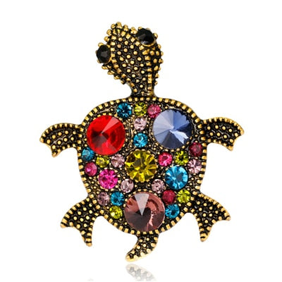 Multi Colored Turtle w/ Gold Dot Trimmings Pin Brooch - Ailime Designs