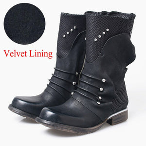 Women's Rivet Design Genuine Leather Ankle Boots