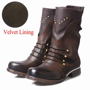 Women's Rivet Design Genuine Leather Ankle Boots