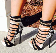 Load image into Gallery viewer, Women&#39;s Stylish Geometric Design Strap High Heels - Ailime Designs