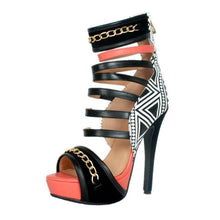 Load image into Gallery viewer, Women&#39;s Stylish Geometric Design Strap High Heels - Ailime Designs