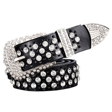 Load image into Gallery viewer, Women&#39;s Rhinestone Genuine Leather Skin Buckle Belts