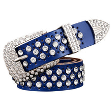 Load image into Gallery viewer, Women&#39;s Rhinestone Genuine Leather Skin Buckle Belts