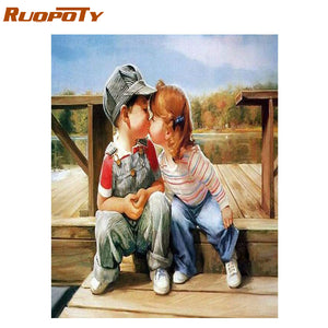 RUOPOTY Frame Childhood DIY Painting By Numbers Wall Art Canvas Painting Kits Coloring By Numbers Handpainted For Artwork 40x50 - Ailime Designs