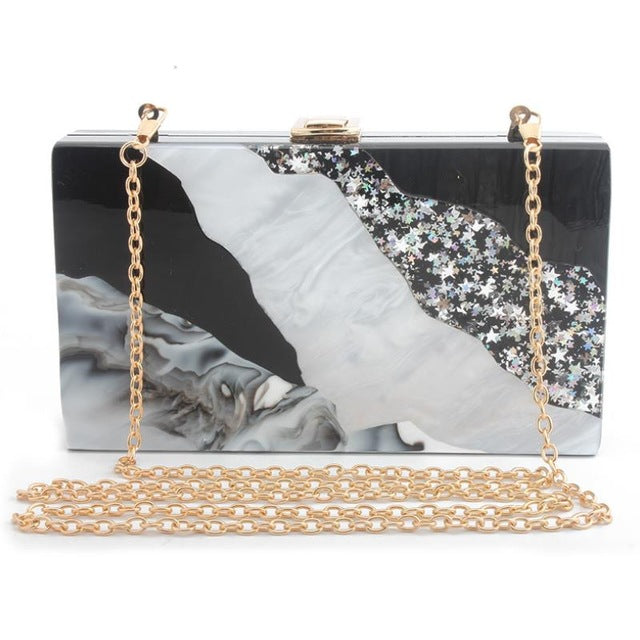 Acrylic Marble Stone Design Acrylic Clutch Purses - Ailime Designs - Ailime Designs