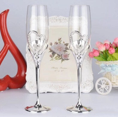 Cool Crystal Ring Drape Design Champagne Glasses - Ailime Designs