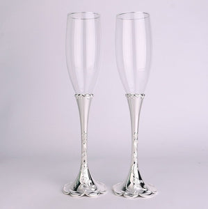 Cool Crystal Ring Drape Design Champagne Glasses - Ailime Designs