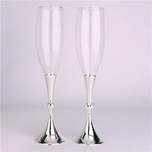 Cool Crystal Ring Drape Design Champagne Glasses - Ailime Designs