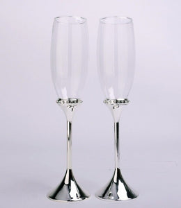 Cool Crystal Ring Drape Design Champagne Glasses - Ailime Designs