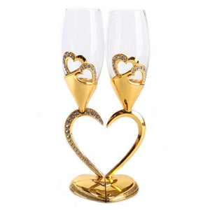 Cool Crystal Ring Drape Design Champagne Glasses - Ailime Designs