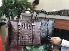 Load image into Gallery viewer, 100% Genuine Brown Crocodile Leather Skin Briefcase - Ailime Designs