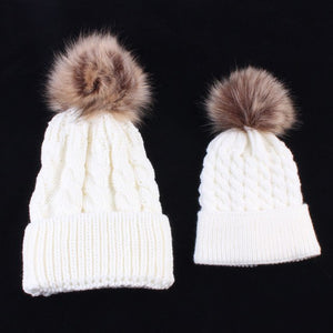 2Pcs Mother & Baby Warm Winter Knit Beanies - Ailime Designs - Ailime Designs