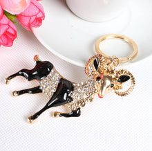 Load image into Gallery viewer, Black Goat Rhinestone Keychain Holders - Purse Accessories