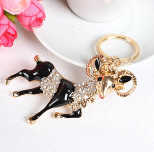 Black Goat Rhinestone Keychain Holders - Purse Accessories