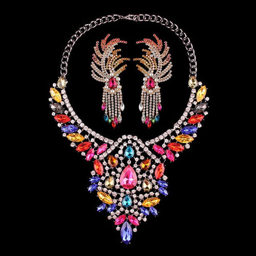 Women's Luxury Multi-Color Crystal  2pc Necklace Sets - Ailime Designs