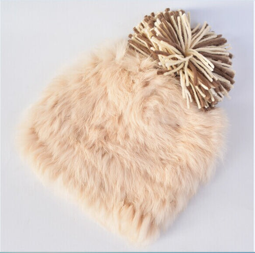 Women's Natural Rex Rabbit Fur Beanies - Ailime Designs