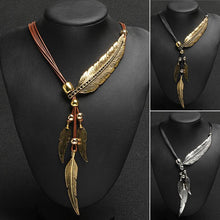 Load image into Gallery viewer, Native American Inspired Feather Motifs Necklaces w/ Rhinestones – Neckline Fashion Accessories - Ailime Designs