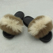 Load image into Gallery viewer, ZDFURS *Real Fur Slippers Women Fox Home Fluffy Sliders Comfort With Feathers Furry Summer Flats Sweet Ladies Shoes Large  Home - Ailime Designs