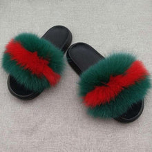 Load image into Gallery viewer, ZDFURS *Real Fur Slippers Women Fox Home Fluffy Sliders Comfort With Feathers Furry Summer Flats Sweet Ladies Shoes Large  Home - Ailime Designs