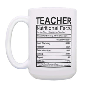 Teachers Gift Mugs & Nutritional Text Facts - Ailime Designs - Ailime Designs