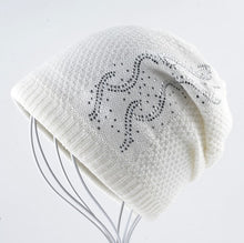 Load image into Gallery viewer, Warm Knitted Beanie Caps w/ Rhinestones -  Double Lining Hats - Ailime Designs