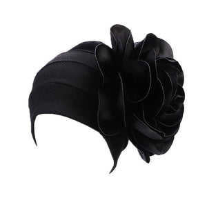 Women's Solid Polyester Turban w/ Side Flower Design - Ailime Designs - Ailime Designs