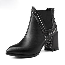 Load image into Gallery viewer, Women&#39;s New Genuine Leather Rivet Design Ankle Boots w/ Inside Heel Plate - Ailime Designs