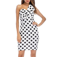 Load image into Gallery viewer, Women&#39;s Polka Dot Wrapped Bow Bandeau Style Design Dress - Ailime Designs