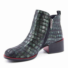 Load image into Gallery viewer, Women&#39;s Crocodile Print Design Genuine Leather Skin Ankle Boots - Ailime Designs