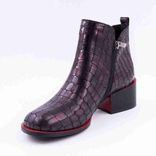 Load image into Gallery viewer, Women&#39;s Crocodile Print Design Genuine Leather Skin Ankle Boots - Ailime Designs