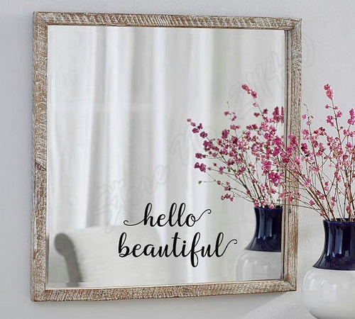 Mirror & Hello Beautiful Text Wall Art Stickers - Ailime Designs - Ailime Designs