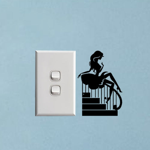 Lady Sliding Down Stair Rail Wall Art Sticker - Ailime Designs - Ailime Designs