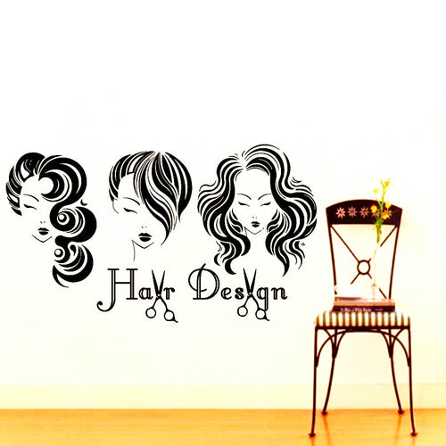 Three-Heads Profile Salon Wall Art Murals - Ailime Designs - Ailime Designs