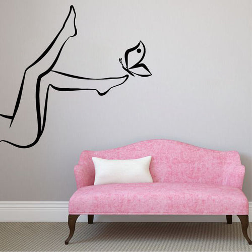 Legs & Butterfly Motif Wall Vinyl Decal Sticker - Ailime Designs - Ailime Designs