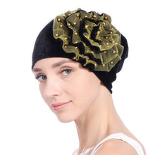 Load image into Gallery viewer, Women&#39;s Beaded Flower, Velvet India Style Turbans - Ailime Designs