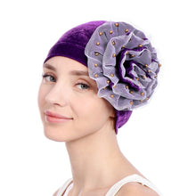 Load image into Gallery viewer, Women&#39;s Beaded Flower, Velvet India Style Turbans - Ailime Designs