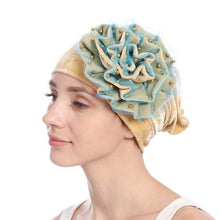 Load image into Gallery viewer, Women&#39;s Beaded Flower, Velvet India Style Turbans - Ailime Designs