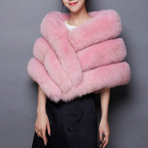 Luxury Pink Faux Fox Fur Capes For Women - Ailime Designs - Ailime Designs