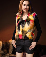 Load image into Gallery viewer, Colorful Patchwork Design Women&#39;s Fur Vests - Ailime Designs - Ailime Designs