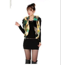 Load image into Gallery viewer, Colorful Patchwork Design Women&#39;s Fur Vests - Ailime Designs - Ailime Designs