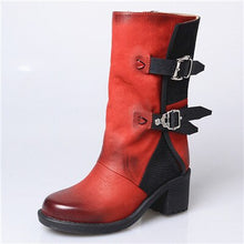 Load image into Gallery viewer, Women&#39;s Genuine Leather Buckle Design Riding Ankle Boots