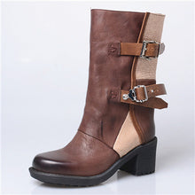 Load image into Gallery viewer, Women&#39;s Genuine Leather Buckle Design Riding Ankle Boots