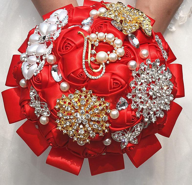 Bridal Accessories - Wedding Rhinestones Trim Flower Bouquets